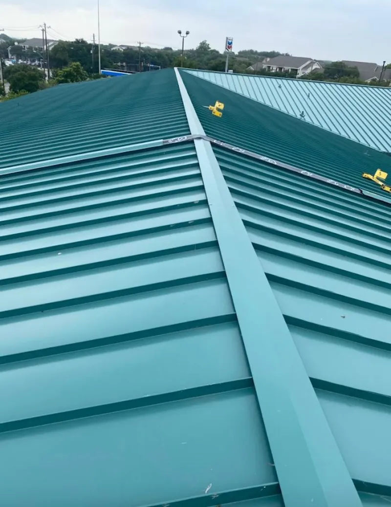 Green commercial metal roof ridge and valley for Metal Roof Repair in Lower Nazareth